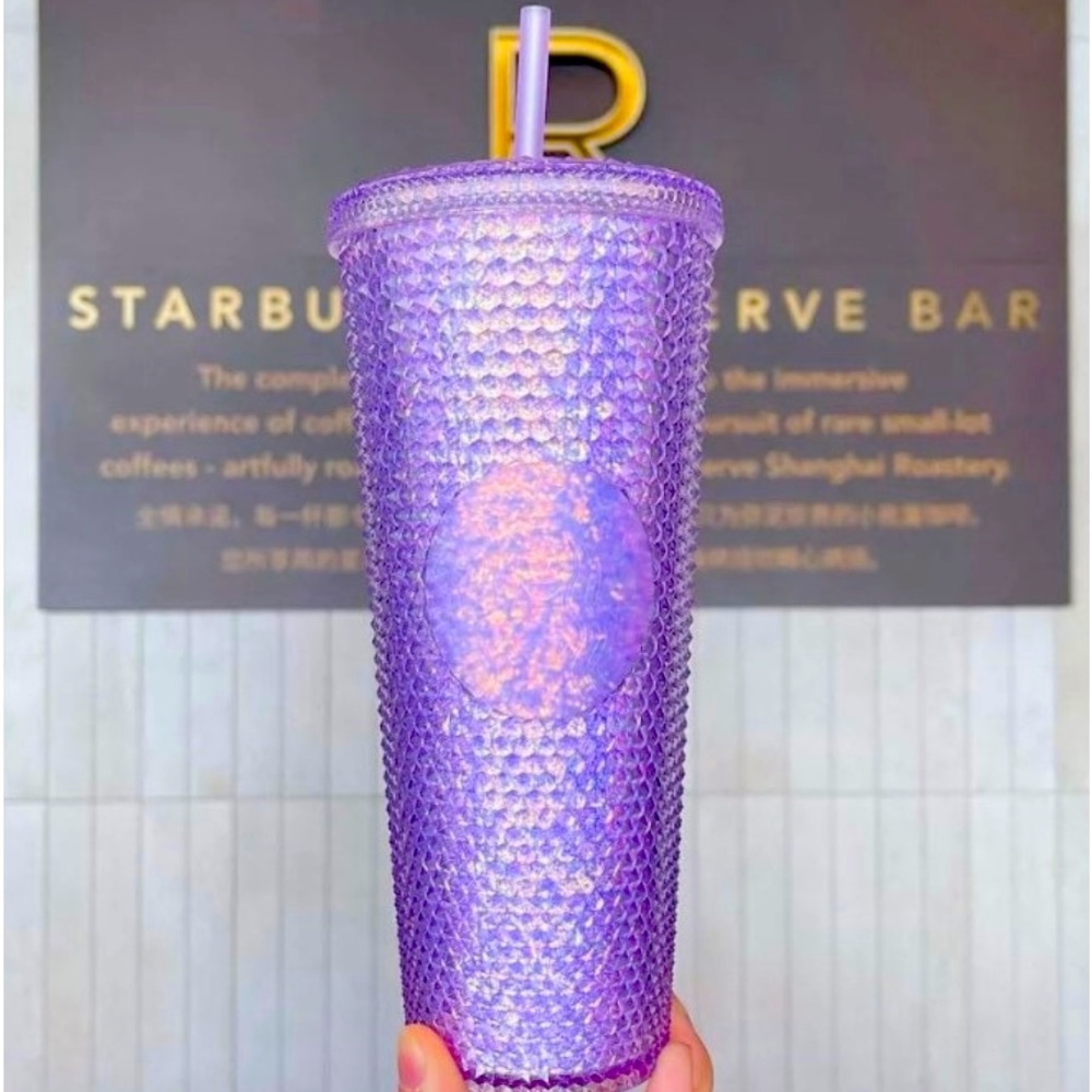 Starbucks China Purple Bling Cup Studded Iridescent Tumbler Venti 24oz Overseas